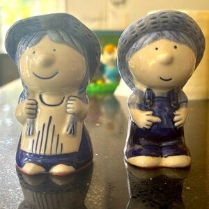 MCM Delft Salt and Pepper Shakers. Blue & White Dutch Couple.